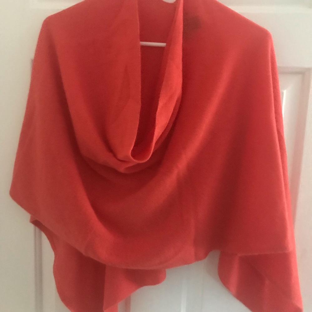 Claudia Nichole Coral cashmere shawl dress topper